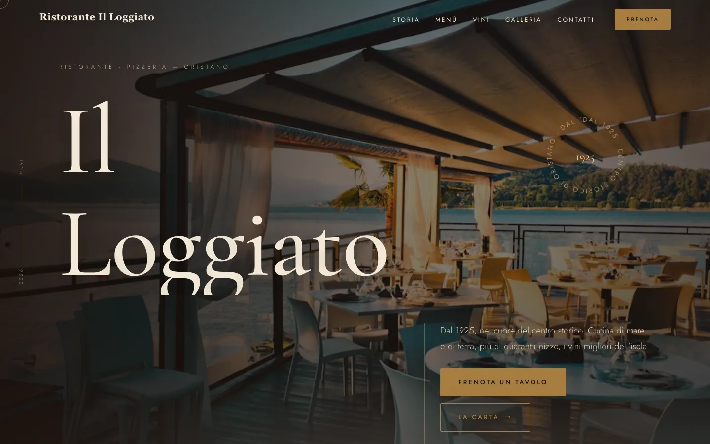 Pagina iniziale dell'esempio Ristorante Il Loggiato con il bancone bar sullo sfondo